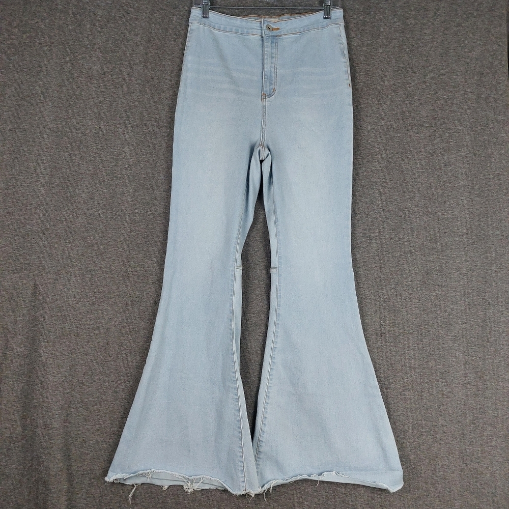 Chelsea & Violet C&V WOMENS BLUE LIGHT WASH DENIM PANTS FLARED LEG JEANS SIZE 31